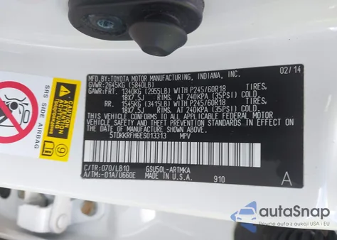 2014 Toyota Highlander Xle V6 from USA, damaged, VIN 5TDKKRFH6ES013313